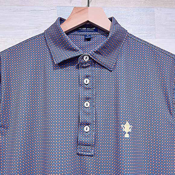 PETER MILLAR Crown Crafted Performance Golf Polo Blue Country Club Mens Medium - Picture 2 of 7